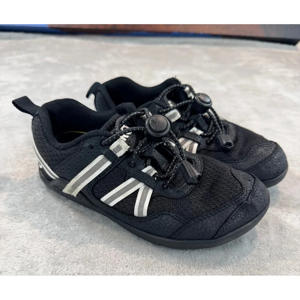 Xero Kids Prio Barefoot Wide Toe Box Running Athletic Shoes Black White Size 13
